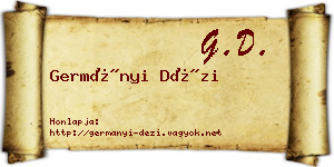 Germányi Dézi névjegykártya